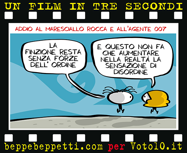 La vignetta dedicata a Gigi Proietti e Sean Connery - Beppe Beppetti per Voto 10