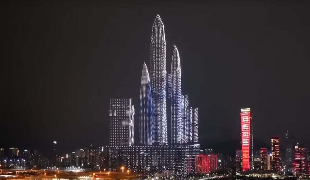 Shenzhen Record di disegni nel cielo con droni