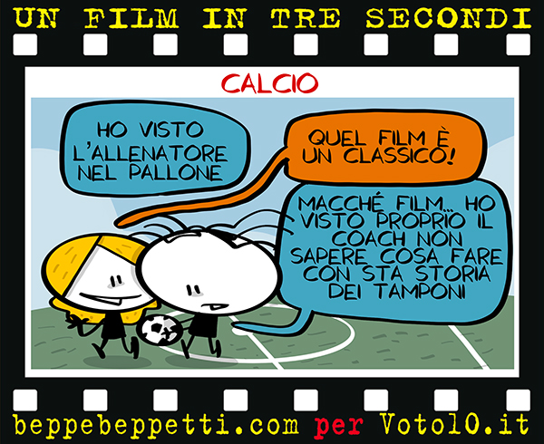 La vignetta dedicata ai casi Covid nel calcio - Beppe Beppetti per Voto 10