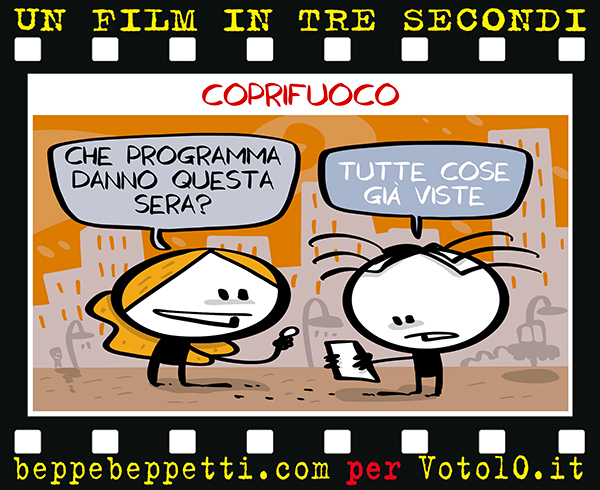 La vignetta dedicata al coprifuoco - Beppe Beppetti per Voto 10