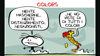 Le vignette di Voto 10 - La vignetta dedicata all'Italia rossa, arancione e gialla