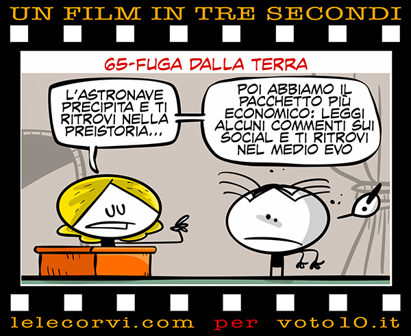 La vignetta di 65 - Fuga dalla Terra - Lele Corvi per Voto 10