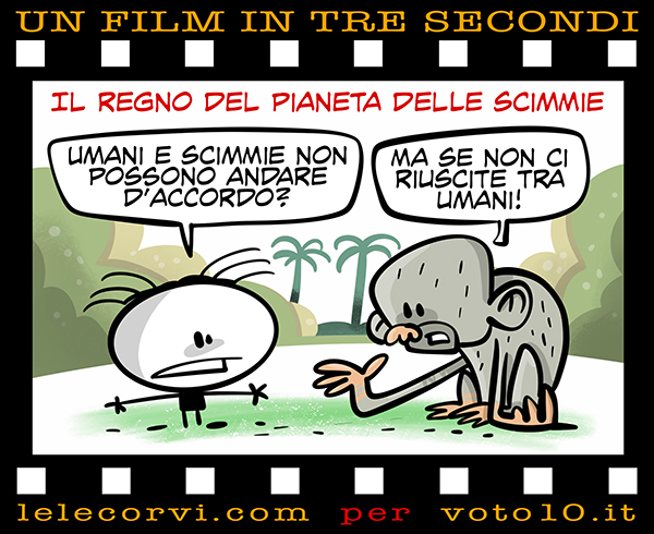 La vignetta di Il Regno del Pianeta delle Scimmie - Lele Corvi per Voto 10